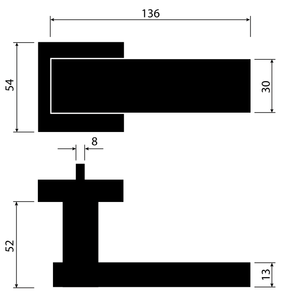 Rozměry dveřní klika Entero