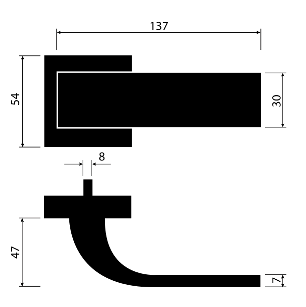 Rozměry dveřní klika Trinity