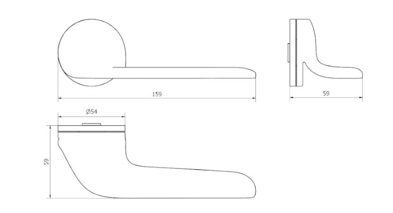 Dimensions door handle Down