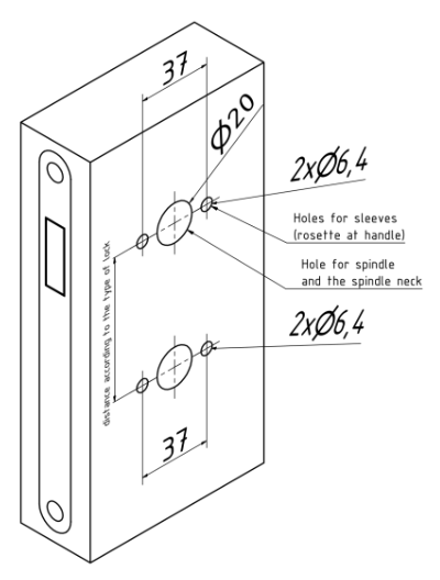 Otvory pro montáž rozetového kování se spodní dózickou nebo cylindrickou rozetou