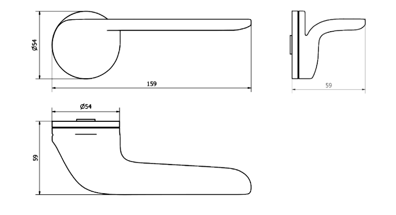 Dimensions door handle Up