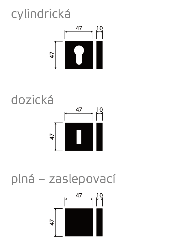 Rozměry čtvercové 47&times;47 mm